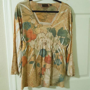 Avenue Floral Gathered Waist Top Floral